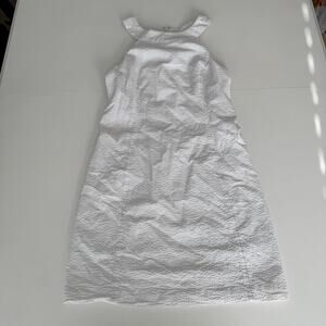 Vineyard Vines Women's White Seersucker High Neck Short Dress Size 2 Cotton
